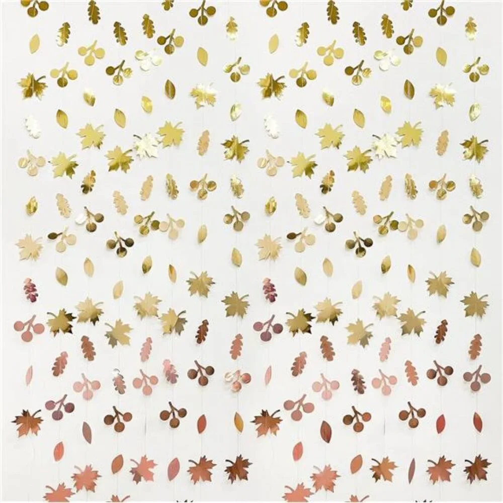 52Ft Fall Party Decorations Maple Leaf Garland Streamer Champagne Rose Gold
